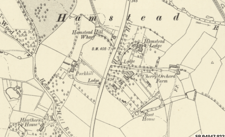 Map showing Hamstead Hill